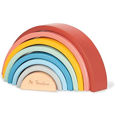 PINOLINO Rainbow Ruby 8-delig kleurrijk beschilderd hout motoriek speelgoed educatief speelgoed om te stapelen Montessori speelgoed vanaf 1 jaar PINOLINO Rainbow Ruby 8-delig kleurrijk beschilderd hout motoriek speelgoed educatief speelgoed om te stapelen Montessori speelgoed vanaf 1 jaar