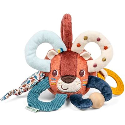 LILLIPUTIENS Sensorische activiteitsbal voor baby's met rammelaar en stoffen ringen Bijtring van siliconen Jack de leeuw Ontwikkelingsspeelgoed vanaf 6 maanden Stimuleert het LILLIPUTIENS Sensorische activiteitsbal voor baby's met rammelaar en stoffen ringen Bijtring van siliconen Jack de leeuw Ontwikkelingsspeelgoed vanaf 6 maanden Stimuleert het
