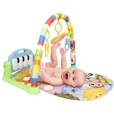 OHMG 3-in-1 speelmat met muziek en verlichting, speelmat met afneembare speelboog voor baby's, activiteitenmat voor baby's vanaf de geboorte OHMG 3-in-1 speelmat met muziek en verlichting, speelmat met afneembare speelboog voor baby's, activiteitenmat voor baby's vanaf de geboorte