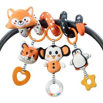 TUMAMA KIDS TUMAMA Spiraalvormige kinderwagen voor baby's, speelgoed vanaf 0, 3, 6, 9 maanden, vos, met rammelaar, ring TUMAMA KIDS TUMAMA Spiraalvormige kinderwagen voor baby's, speelgoed vanaf 0, 3, 6, 9 maanden, vos, met rammelaar, ring