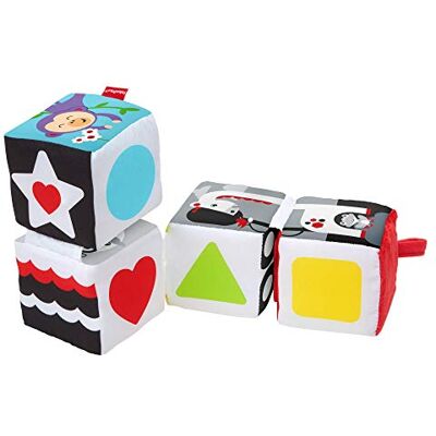 Fisher-Price GFC37 Zachte Omkeerbare Blokken met Bevestigingslus voor Buggy en Ded, Vanaf 3 Maanden, Meerkleurig Fisher-Price GFC37 Zachte Omkeerbare Blokken met Bevestigingslus voor Buggy en Ded, Vanaf 3 Maanden, Meerkleurig