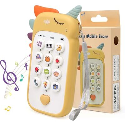 Bambebe Mobiele telefoon voor kinderen, meisjes, jongens, speelgoed voor baby's van 18 maanden, babytelefoon met lichten en melodieën, vroeg sensorisch educatief cadeau voor 18 maanden (Engelse versie Bambebe Mobiele telefoon voor kinderen, meisjes, jongens, speelgoed voor baby's van 18 maanden, babytelefoon met lichten en melodieën, vroeg sensorisch educatief cadeau voor 18 maanden (Engelse versie