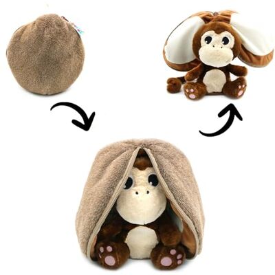FLIPETZ Les DéGLINGOS – knuffeldier coconet de aap/kokosnoot – omkeerbare verstoppertje aap – zacht pluche dier voor baby's – cadeau-idee voor de geboorte, bruin FLIPETZ Les DéGLINGOS – knuffeldier coconet de aap/kokosnoot – omkeerbare verstoppertje aap – zacht pluche dier voor baby's – cadeau-idee voor de geboorte, bruin