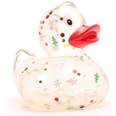 Duckshop Badeend met glitter, rode snavel, pieend eend, glanzende rubberen eend, kerstmotieven Duckshop Badeend met glitter, rode snavel, pieend eend, glanzende rubberen eend, kerstmotieven