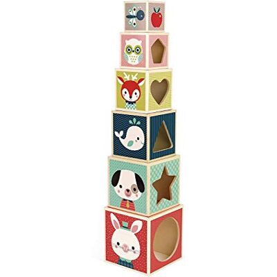 Janod Piramide met 6 houten kubussen Baby Forest Premier Age speelgoed Stapel- en inbouwspeelgoed Fijne motoriek en hantering Vanaf 1 jaar, J08016 Janod Piramide met 6 houten kubussen Baby Forest Premier Age speelgoed Stapel- en inbouwspeelgoed Fijne motoriek en hantering Vanaf 1 jaar, J08016