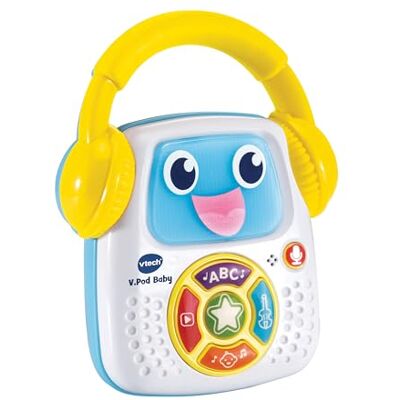 VTech Dj Baby Interactief muziekspeelgoed met 5 speelmodi, 30 melodieën, automatische opname, licht en uit, Italiaanse taal, batterijen inbegrepen, 9-36 maanden VTech Dj Baby Interactief muziekspeelgoed met 5 speelmodi, 30 melodieën, automatische opname, licht en uit, Italiaanse taal, batterijen inbegrepen, 9-36 maanden