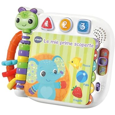 VTech Mijn eerste ontdekkingen, interactief en sensorisch boek voor kinderen, woordenschat leren, meer dan 20 geluiden inbegrepen, interactieve pagina's, Italiaanse taal, batterijen inbegrepen, 6-36 maanden VTech Mijn eerste ontdekkingen, interactief en sensorisch boek voor kinderen, woordenschat leren, meer dan 20 geluiden inbegrepen, interactieve pagina's, Italiaanse taal, batterijen inbegrepen, 6-36 maanden