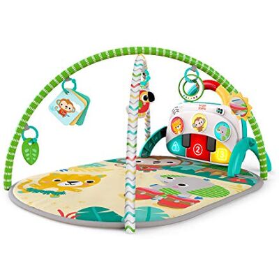 Bright Starts , Groovin' Kicks Tropical Safari 4-in-1 speelmat met piano en trommel, meerkleurig Bright Starts , Groovin' Kicks Tropical Safari 4-in-1 speelmat met piano en trommel, meerkleurig