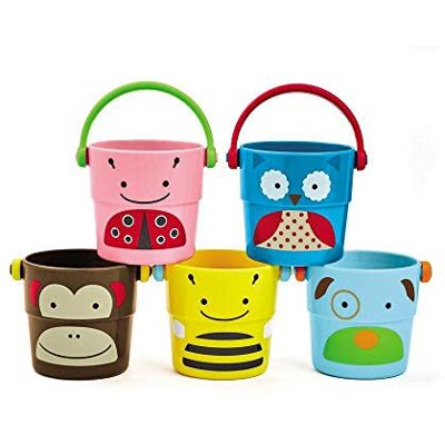 Skip Hop Zoo Stack and Voor Buckets, 5 Count (Pack van 1) Skip Hop Zoo Stack and Voor Buckets, 5 Count (Pack van 1)