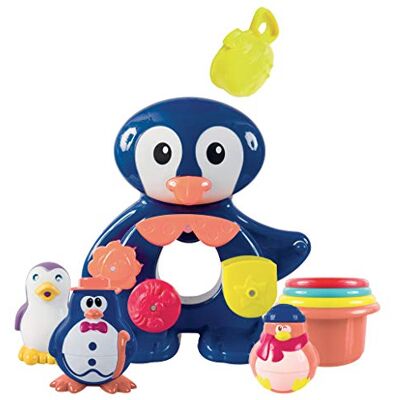 LUDI Een grote pinguïn om in bad te spelen. Vanaf 12 maanden. Zuignapbevestigingen. Waterspeelset: molens, doorboorde nestglazen, schaal en 3 kleine pinguïns ref. 2240 LUDI Een grote pinguïn om in bad te spelen. Vanaf 12 maanden. Zuignapbevestigingen. Waterspeelset: molens, doorboorde nestglazen, schaal en 3 kleine pinguïns ref. 2240