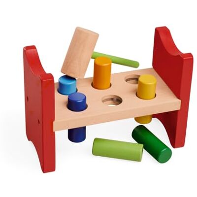 Eichhorn Klopfbank Houten hamerspeelgoed met 6 kleurrijke stokjes en hamer, bevordert de motoriek en coördinatie, hout, kleurrijk vanaf 1 jaar, ca. 23 x 13 x 9 cm Eichhorn Klopfbank Houten hamerspeelgoed met 6 kleurrijke stokjes en hamer, bevordert de motoriek en coördinatie, hout, kleurrijk vanaf 1 jaar, ca. 23 x 13 x 9 cm