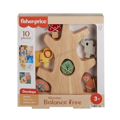 Fisher-Price HXT87 Houten evenwichtsboom voor kinderen vanaf 3 jaar, 10 stuks hout voor het stapelen van ontwikkeling Fisher-Price HXT87 Houten evenwichtsboom voor kinderen vanaf 3 jaar, 10 stuks hout voor het stapelen van ontwikkeling