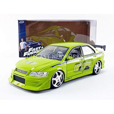 Jada Toys Miniatuur auto Mitsubishi Lancer Evo Vii Brian Fast and Furious schaal 1/24, 99788GR, groen Jada Toys Miniatuur auto Mitsubishi Lancer Evo Vii Brian Fast and Furious schaal 1/24, 99788GR, groen