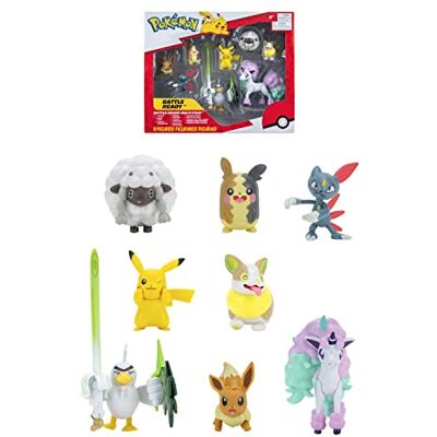 Pokémon Bandai 8 Battle-figuren Pikachu, Evoli (Eevee), schapen (Wooloo), Farfuret (Sneasel), Voltoutou (Yamper), Palarticho (Sirfetch'd), Ponyta (Ponyta), Morpeko PKW0185 Pokémon Bandai 8 Battle-figuren Pikachu, Evoli (Eevee), schapen (Wooloo), Farfuret (Sneasel), Voltoutou (Yamper), Palarticho (Sirfetch'd), Ponyta (Ponyta), Morpeko PKW0185