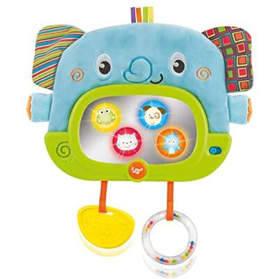 Toys WinFun 000175-NL olifantenvrienden, voor dag en nacht, autostoelspeelgoed met beet, rammelaar, gekreukte ring, interactief met spiegel, dieren, lichten en muziek, blauw/groen Toys WinFun 000175-NL olifantenvrienden, voor dag en nacht, autostoelspeelgoed met beet, rammelaar, gekreukte ring, interactief met spiegel, dieren, lichten en muziek, blauw/groen