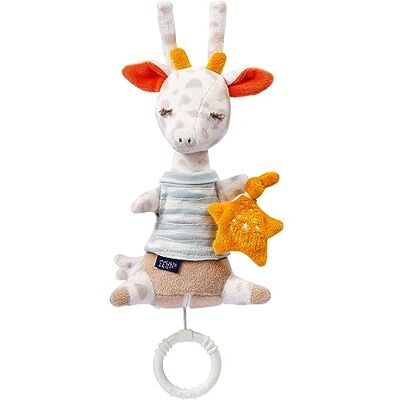 Fehn 053043 Mini Giraffe muziekdoos, knuffelige muziekdoos met borduurwerk "Glow-in the Dark", melodie "kinderslaap", voor baby's vanaf 0 maanden, maat: 19 cm Fehn 053043 Mini Giraffe muziekdoos, knuffelige muziekdoos met borduurwerk "Glow-in the Dark", melodie "kinderslaap", voor baby's vanaf 0 maanden, maat: 19 cm
