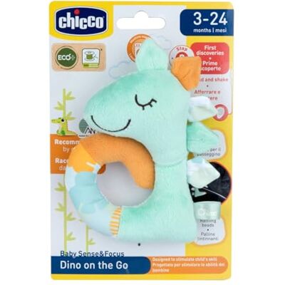 Chicco Gerecycleerde zachte giraffe rammelaar, met een rammelaar binnenin, voor bevestiging aan kinderwagen of autostoel, 3-24 maanden Chicco Gerecycleerde zachte giraffe rammelaar, met een rammelaar binnenin, voor bevestiging aan kinderwagen of autostoel, 3-24 maanden