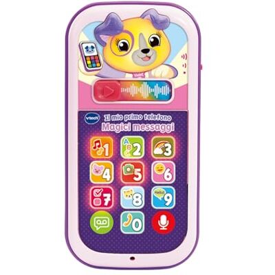 VTech Mijn eerste telefoon roze magische berichten, interactieve kindertelefoon, leer cijfers en alfabet, babyspel met 10 verlichte knoppen, Italiaanse taal, batterijen inbegrepen, VTech Mijn eerste telefoon roze magische berichten, interactieve kindertelefoon, leer cijfers en alfabet, babyspel met 10 verlichte knoppen, Italiaanse taal, batterijen inbegrepen,