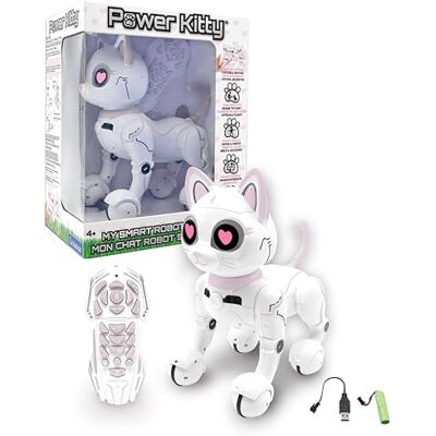 Lexibook Power Kitty op afstand bestuurbare kattenrobot, programmeerbare intelligente robot, licht, geluid, wit/roze KITTY01LXB Lexibook Power Kitty op afstand bestuurbare kattenrobot, programmeerbare intelligente robot, licht, geluid, wit/roze KITTY01LXB