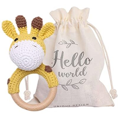 Youuys Rammelaar van dierenhout, houten bijtring voor baby's, rammelaar met haak, Montessori speelgoed voor pasgeborenen, cadeau (giraffe) Youuys Rammelaar van dierenhout, houten bijtring voor baby's, rammelaar met haak, Montessori speelgoed voor pasgeborenen, cadeau (giraffe)