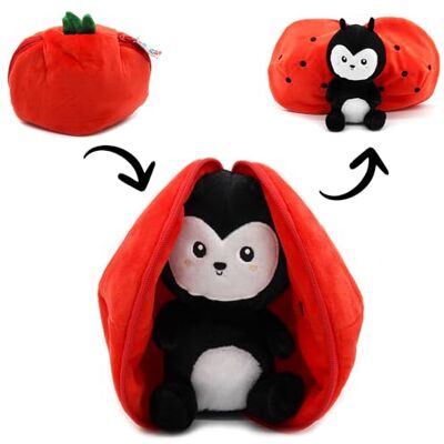 FLIPETZ Les DéGLINGOS Knuffeldier Comet la Lieveheersbeestje/Tomaat Omkeerbaar lieveheersbeestje Zacht pluche dier voor baby's Cadeau-ideeën voor de geboorte, rood en zwart FLIPETZ Les DéGLINGOS Knuffeldier Comet la Lieveheersbeestje/Tomaat Omkeerbaar lieveheersbeestje Zacht pluche dier voor baby's Cadeau-ideeën voor de geboorte, rood en zwart