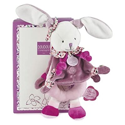 DOUDOU ET COMPAGNIE – PARIS – Doudou et Compagnie, Doudou knuffel met rammelaar, haas, roze, mooie geschenkdoos, kerskleurige haas, DC2700 DOUDOU ET COMPAGNIE – PARIS – Doudou et Compagnie, Doudou knuffel met rammelaar, haas, roze, mooie geschenkdoos, kerskleurige haas, DC2700
