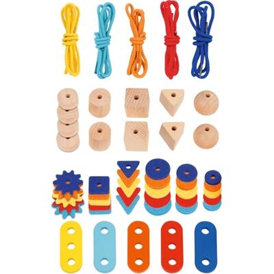 Goki 58677 Mein Set houten kralen kleurrijke houten kralen vilt 48 stuks om te rijgen, 5 snoeren, kleurrijk Ø 2,5 cm Goki 58677 Mein Set houten kralen kleurrijke houten kralen vilt 48 stuks om te rijgen, 5 snoeren, kleurrijk Ø 2,5 cm