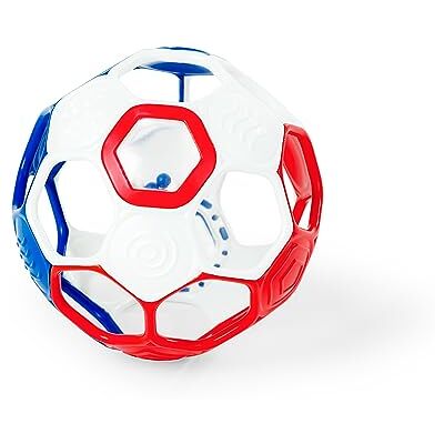 Bright Starts Oball Grippin' Goals rammelaar Baby Voetbal Rood, Wit en Blauw, Gemakkelijk vast te pakken speelgoed voor pasgeborenen en meer Bright Starts Oball Grippin' Goals rammelaar Baby Voetbal Rood, Wit en Blauw, Gemakkelijk vast te pakken speelgoed voor pasgeborenen en meer