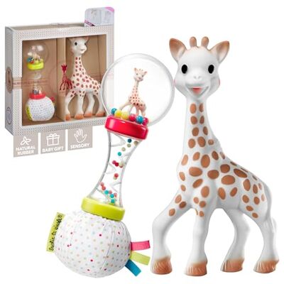 Sophie la girafe Cadeauset voor geboorte Sophie de giraf + zachte rammelaar maracas Bevat 1 kauwspeelgoed van 100% natuurlijk rubber, 1 rammelaar Activiteitenset voor kinderen Halterbal, sorteervorm, natuurlijk rubber, gerecycled kunststof, logische fij Sophie la girafe Cadeauset voor geboorte Sophie de giraf + zachte rammelaar maracas Bevat 1 kauwspeelgoed van 100% natuurlijk rubber, 1 rammelaar Activiteitenset voor kinderen Halterbal, sorteervorm, natuurlijk rubber, gerecycled kunststof, logische fij