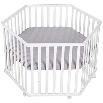 roba Style Box 202500WEV230 Box 6-hoekig, veilig speelrooster incl. grijze beschermlaag en wielen, baby kruiprooster, hout, wit roba Style Box 202500WEV230 Box 6-hoekig, veilig speelrooster incl. grijze beschermlaag en wielen, baby kruiprooster, hout, wit