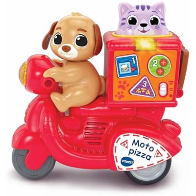 VTech Baby Moto Pizza Express levering, interactief voertuig, realistische geluiden, leert vormen, cijfers en kleuren, speelgoed voor baby's vanaf 12 maanden, ESP-versie VTech Baby Moto Pizza Express levering, interactief voertuig, realistische geluiden, leert vormen, cijfers en kleuren, speelgoed voor baby's vanaf 12 maanden, ESP-versie