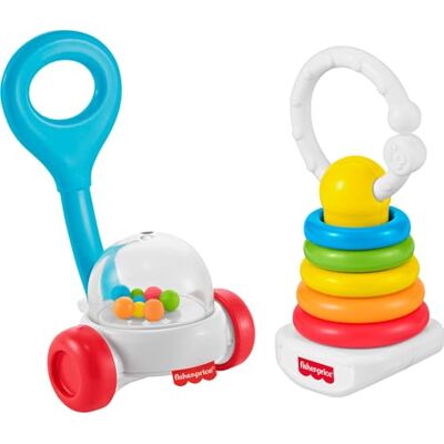 Fisher-Price Babyspeelgoed voor pasgeborenen, klassieke rammelaar, bijtring en sensorische activiteiten, voor ontwikkelingsspelletjes vanaf 0 maanden Fisher-Price Babyspeelgoed voor pasgeborenen, klassieke rammelaar, bijtring en sensorische activiteiten, voor ontwikkelingsspelletjes vanaf 0 maanden