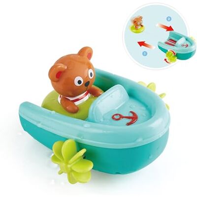 Hape Opblaasbare boot met terugtrekmotor, badspeelgoed vanaf 18 maanden Hape Opblaasbare boot met terugtrekmotor, badspeelgoed vanaf 18 maanden