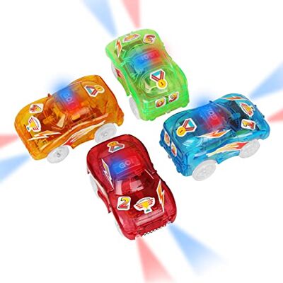 sikkeby Cars Magic Race 4 tracks met 5 knipperende ledlampen en doe-het-zelf stickers, cadeau voor kinderen van 3, 4, 5, 6, 7, 8 jaar sikkeby Cars Magic Race 4 tracks met 5 knipperende ledlampen en doe-het-zelf stickers, cadeau voor kinderen van 3, 4, 5, 6, 7, 8 jaar