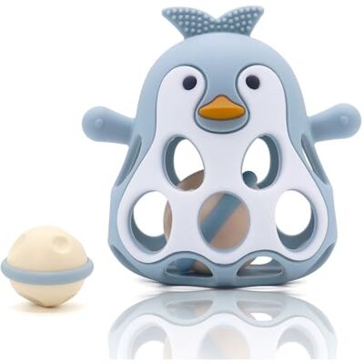 farout! Farout Pinguïn rammelaar, bijtring voor baby en Montessori, motorisch speelgoed, rammelaar voor baby's vanaf 3 maanden, cadeau voor jongens en meisjes (Dusty Blue) farout! Farout Pinguïn rammelaar, bijtring voor baby en Montessori, motorisch speelgoed, rammelaar voor baby's vanaf 3 maanden, cadeau voor jongens en meisjes (Dusty Blue)