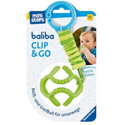 Ravensburger 4592 Baliba Clip & Go – flexibele bal met bevestiging voor onderweg – babyspeelgoed vanaf 0 maanden – groen Ravensburger 4592 Baliba Clip & Go – flexibele bal met bevestiging voor onderweg – babyspeelgoed vanaf 0 maanden – groen