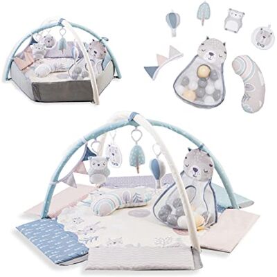 Momi PASTEL Speelboog met 3-in-1 kruipmat voor baby's vanaf de geboorte, sensorische activiteitsmat met 2 bogen, ballenbad, 5 speelgoed, 30 ballen met tas, kruipkussen Momi PASTEL Speelboog met 3-in-1 kruipmat voor baby's vanaf de geboorte, sensorische activiteitsmat met 2 bogen, ballenbad, 5 speelgoed, 30 ballen met tas, kruipkussen