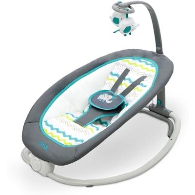 Asalvo FOLD Babyhangmat, olifant, rugleuning met 4 standen, muziek en ontspannende trillingen, vaste positie en kantelfunctie, 5-punts gordel, opvouwbaar, maximale belasting 9 kg, aqua grijs Asalvo FOLD Babyhangmat, olifant, rugleuning met 4 standen, muziek en ontspannende trillingen, vaste positie en kantelfunctie, 5-punts gordel, opvouwbaar, maximale belasting 9 kg, aqua grijs