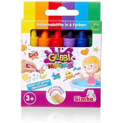 Simba Glibbi Badpotloden, 6 stuks, 6 kleuren, wasbaar, vanaf 3 jaar Simba Glibbi Badpotloden, 6 stuks, 6 kleuren, wasbaar, vanaf 3 jaar