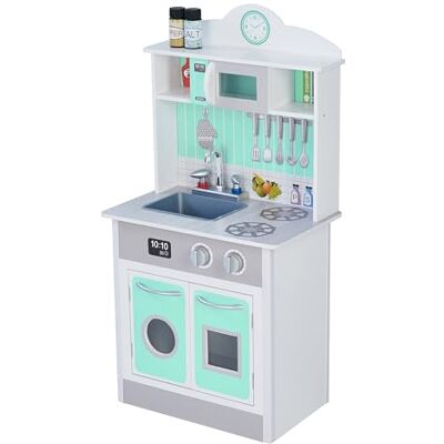 Teamson Kids Little Chef Kinderkeuken van hout, pastelgroen, grijs, spel TD-12385M Teamson Kids Little Chef Kinderkeuken van hout, pastelgroen, grijs, spel TD-12385M