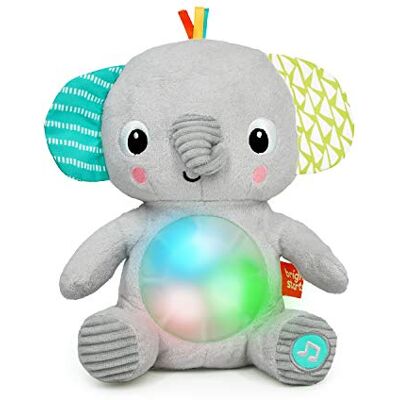 Bright Starts Hug-a-bye, Baby Olifant, muziekspeelgoed en knuffeldier, dual-mode zachte fopspeen, pasgeborene + Bright Starts Hug-a-bye, Baby Olifant, muziekspeelgoed en knuffeldier, dual-mode zachte fopspeen, pasgeborene +