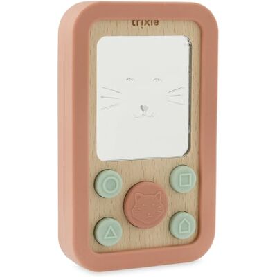 Trixie Babytelefoon van hout en siliconen Mrs. Chat Zacht en duurzaam simulatiespeelgoed Veilige siliconen en natuurlijk hout Zintuiglijk speelgoed voor baby's en peuters Milieuvriendelijk Trixie Babytelefoon van hout en siliconen Mrs. Chat Zacht en duurzaam simulatiespeelgoed Veilige siliconen en natuurlijk hout Zintuiglijk speelgoed voor baby's en peuters Milieuvriendelijk