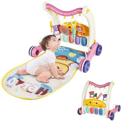 OHMG 4-in-1 speelmat voor pianosportschool, leerwagen, kruipmat met muziek en verlichting, speelmat met afneembare speelboog, activiteitendeken voor baby's vanaf de geboorte OHMG 4-in-1 speelmat voor pianosportschool, leerwagen, kruipmat met muziek en verlichting, speelmat met afneembare speelboog, activiteitendeken voor baby's vanaf de geboorte