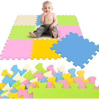 LittleTom Zachte speelmat voor baby's, puzzeltegels, van schuimstof, pastelkleuren LittleTom Zachte speelmat voor baby's, puzzeltegels, van schuimstof, pastelkleuren
