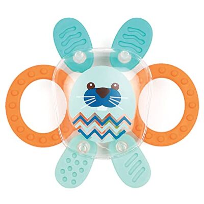 LUDI Ratel konijn kruipspelletjes voor baby's Vanaf 3 maanden oranje/blauw/transparant LUDI Ratel konijn kruipspelletjes voor baby's Vanaf 3 maanden oranje/blauw/transparant