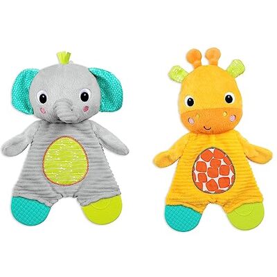 Bright Starts , Snuggle & Teether bijtspeelgoed van pluche, olifant of giraf, verschillende kleuren (1 stuk, stijl May Vary), pasgeborenen + Bright Starts , Snuggle & Teether bijtspeelgoed van pluche, olifant of giraf, verschillende kleuren (1 stuk, stijl May Vary), pasgeborenen +