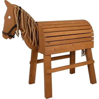 small foot Bruin houten paard van hout, weerbestendig, met opbergruimte, halster inbegrepen, springpaard met manen en staart voor wandelingen in de open lucht, 12666 small foot Bruin houten paard van hout, weerbestendig, met opbergruimte, halster inbegrepen, springpaard met manen en staart voor wandelingen in de open lucht, 12666
