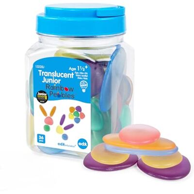 EDX Education Junior Rainbow Pebbles mini-pot, transparant, sorteer- en stapelstenen, wiskunde, manipulatief vanaf 18 maanden EDX Education Junior Rainbow Pebbles mini-pot, transparant, sorteer- en stapelstenen, wiskunde, manipulatief vanaf 18 maanden