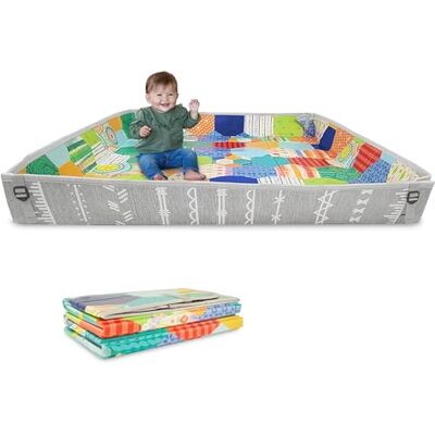 INFANTINO Opvouwbare zachte speelmat, extra groot, gemakkelijk mee te nemen, babyspeelgoed, opvouwbare zijkanten, antislip speelmat voor baby's en peuters, veelkleurig patroon INFANTINO Opvouwbare zachte speelmat, extra groot, gemakkelijk mee te nemen, babyspeelgoed, opvouwbare zijkanten, antislip speelmat voor baby's en peuters, veelkleurig patroon