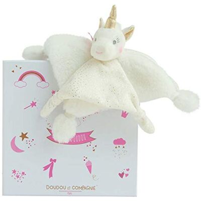 DOUDOU ET COMPAGNIE – PARIS – DC3275 Plat, eenhoorn, vierkant, 22 cm, goud/wit, collectie Lucie de eenhoorn, zeer zacht voor baby's, cadeau-idee voor geboorte, met geschenkdoos, garantie verloren knuffeldier DOUDOU ET COMPAGNIE – PARIS – DC3275 Plat, eenhoorn, vierkant, 22 cm, goud/wit, collectie Lucie de eenhoorn, zeer zacht voor baby's, cadeau-idee voor geboorte, met geschenkdoos, garantie verloren knuffeldier
